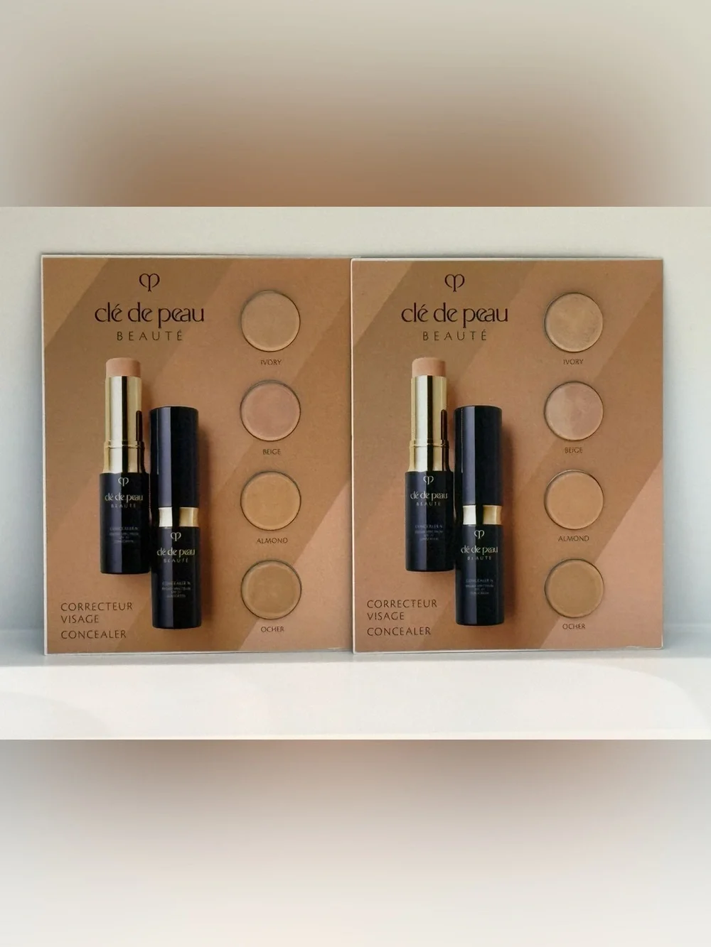 Lot of 2 CLE DE PEAU Concealer Samples SPF27 Ivory/Beige/Almond/Ocher .03oz X 8
